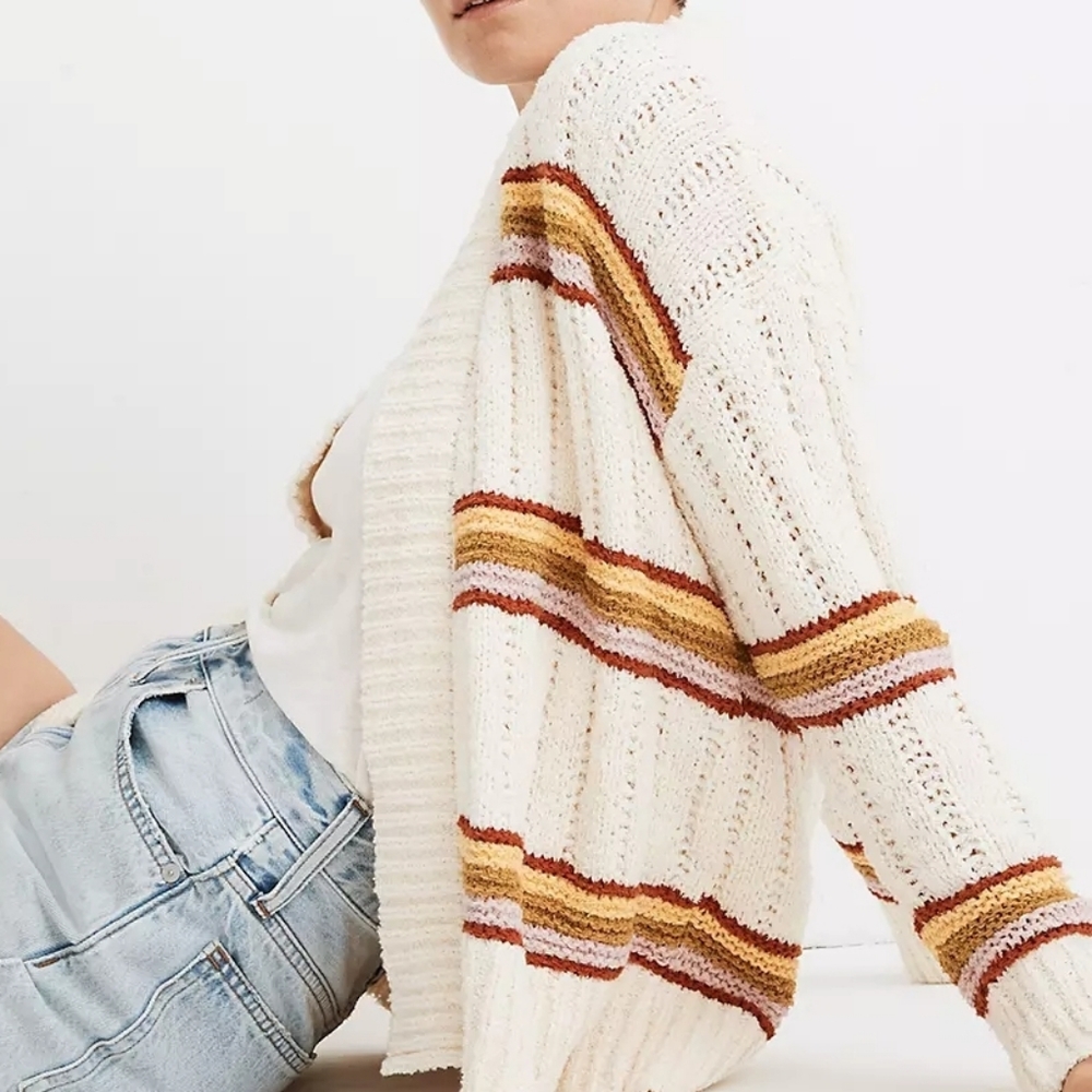 Madewell Striped Diaz Open Knit Cardigan Size Small S NWT